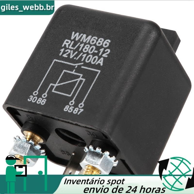 12V 100Amp Interruptor Liga/Desliga Resistente De 4 Pinos Relé De Carga Dividida Para Van De Barco Automotivo Preto