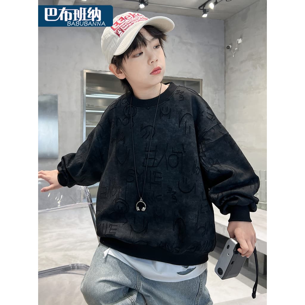 Moletom para meninos outono 2026 novo estilo grandes crianças topos bonito roupas infantis frito rua moda meninos roupas
