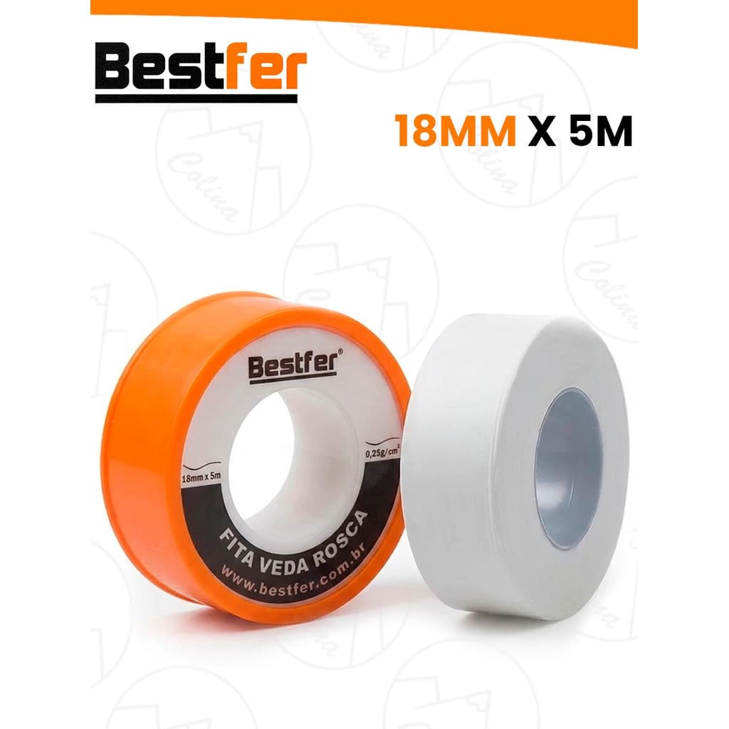 Fita Veda Rosca BestFer 18MM x 5 Mts Vedação Hidráulica Multiuso Reparos