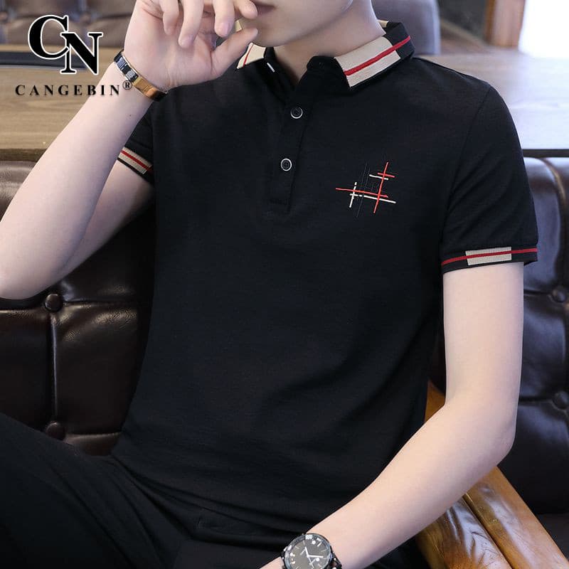 Camiseta polo de manga curta masculina verão seda gelo puro algodão de secagem rápida marca High-End lapela meia manga 2