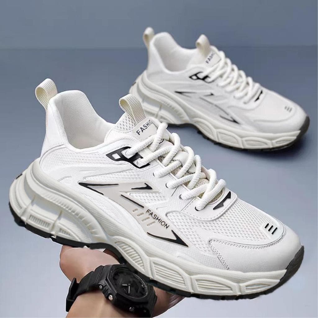 Sapatos masculinos outono leve malha respirável de sola grossa papai sapatos masculinos ao ar livre antiderrapante sola