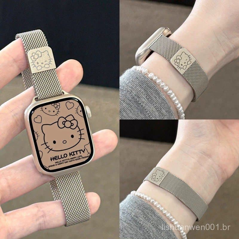 Pulseira Milanesa Fina Para Apple Watch Band 42mm 40mm 41mm 45mm 44mm 38mm 49mm 46mm De Aço Manchado De Desenho Animado