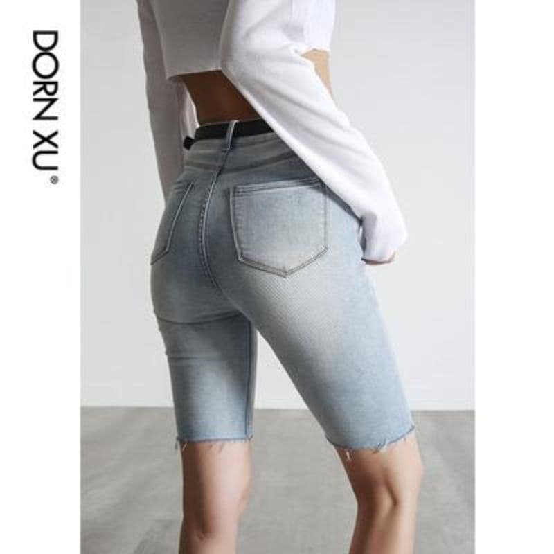Shorts Jeans Azul Claro Calças Femininas De Cintura Alta Outono E Inverno yanyanxi.my20260903