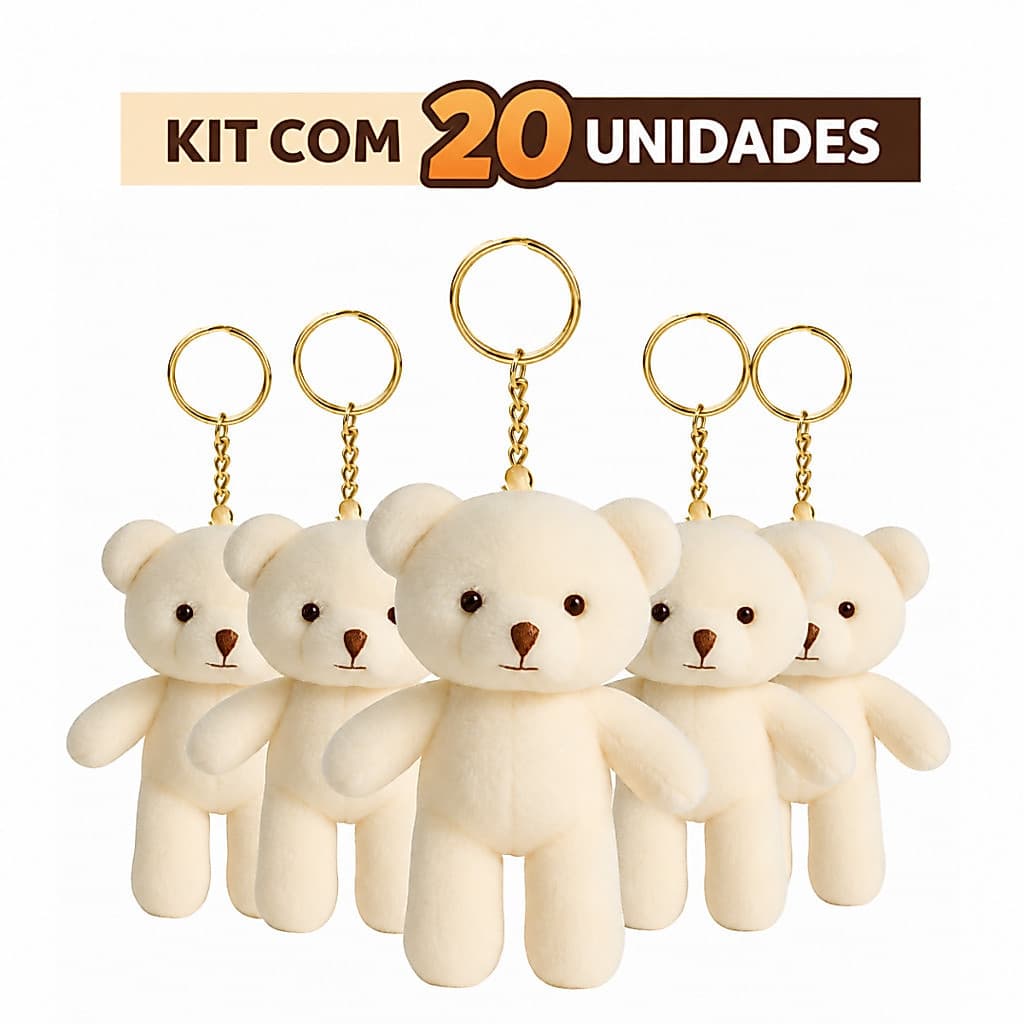 Ursinho De Pelucia Chaveiro Kit Com 5/10/15/20 Chá De Bebe Brinde