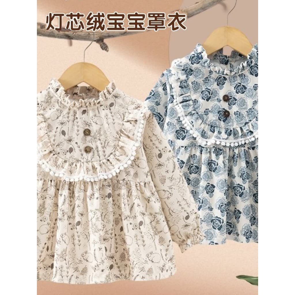 Feminino bebê macacão outono inverno comer babadores exterior usar vestidos de princesa aventais infantis à prova dwater