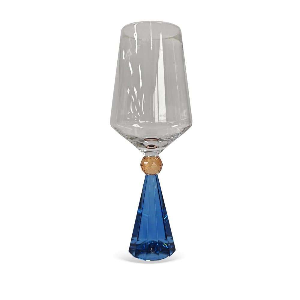 Conjunto de Taça Diamond para Vinho em Cristal Base Azul e Ambar - 6PCS - 595ML - BTC HOME DECOR