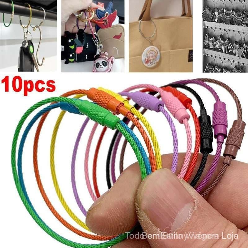 10pcs Chaveiro De Colorido Mix Porta-Chaves Mosquetão De Aço Inoxidável Ferramentas Para O Exterior De Fio Cabo R