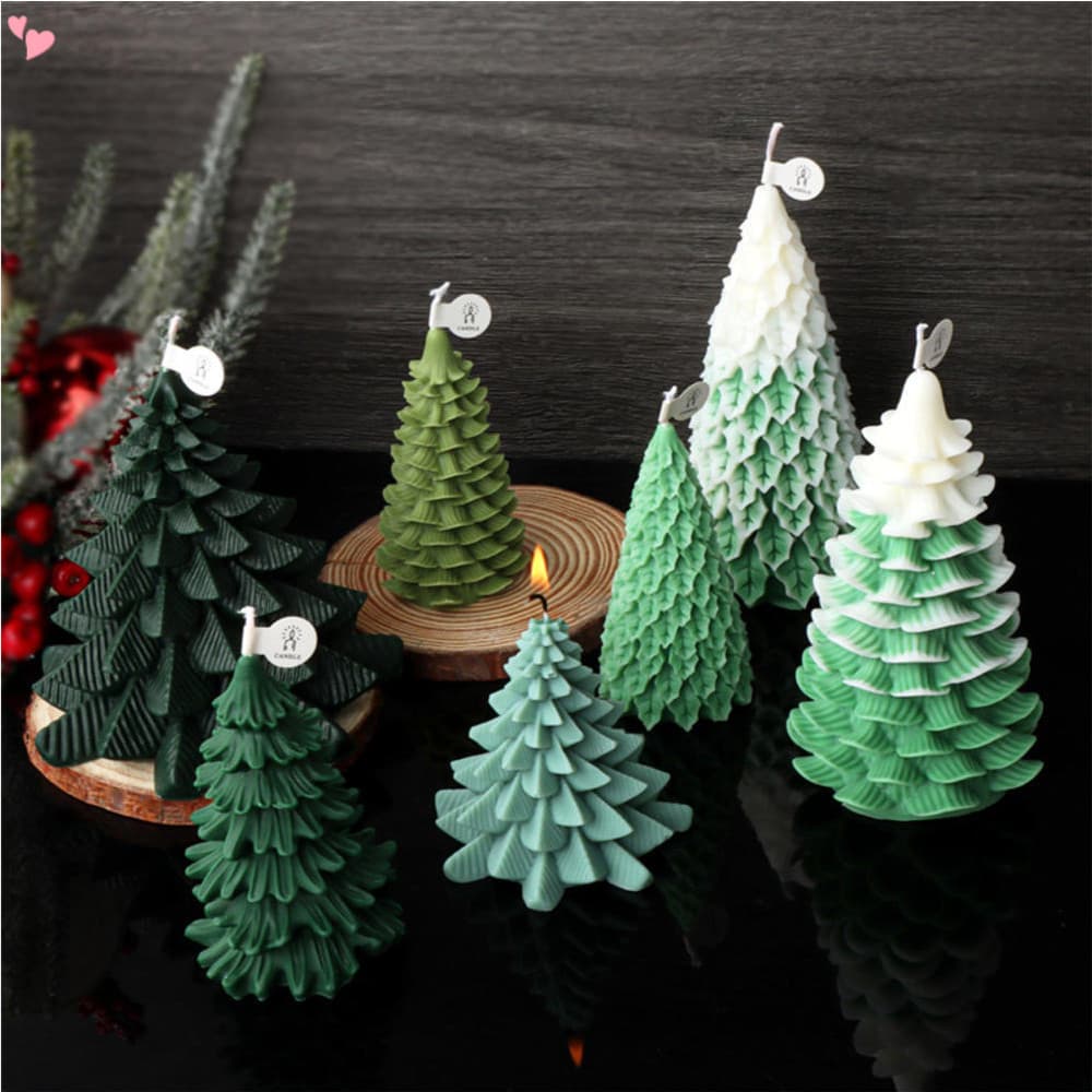 Molde De Vela De Árvore De Natal Silicone Em Forma 3D Moldes Pinho Para Fazer Velas Cera Sabão Argila Artesanato Bolo DI