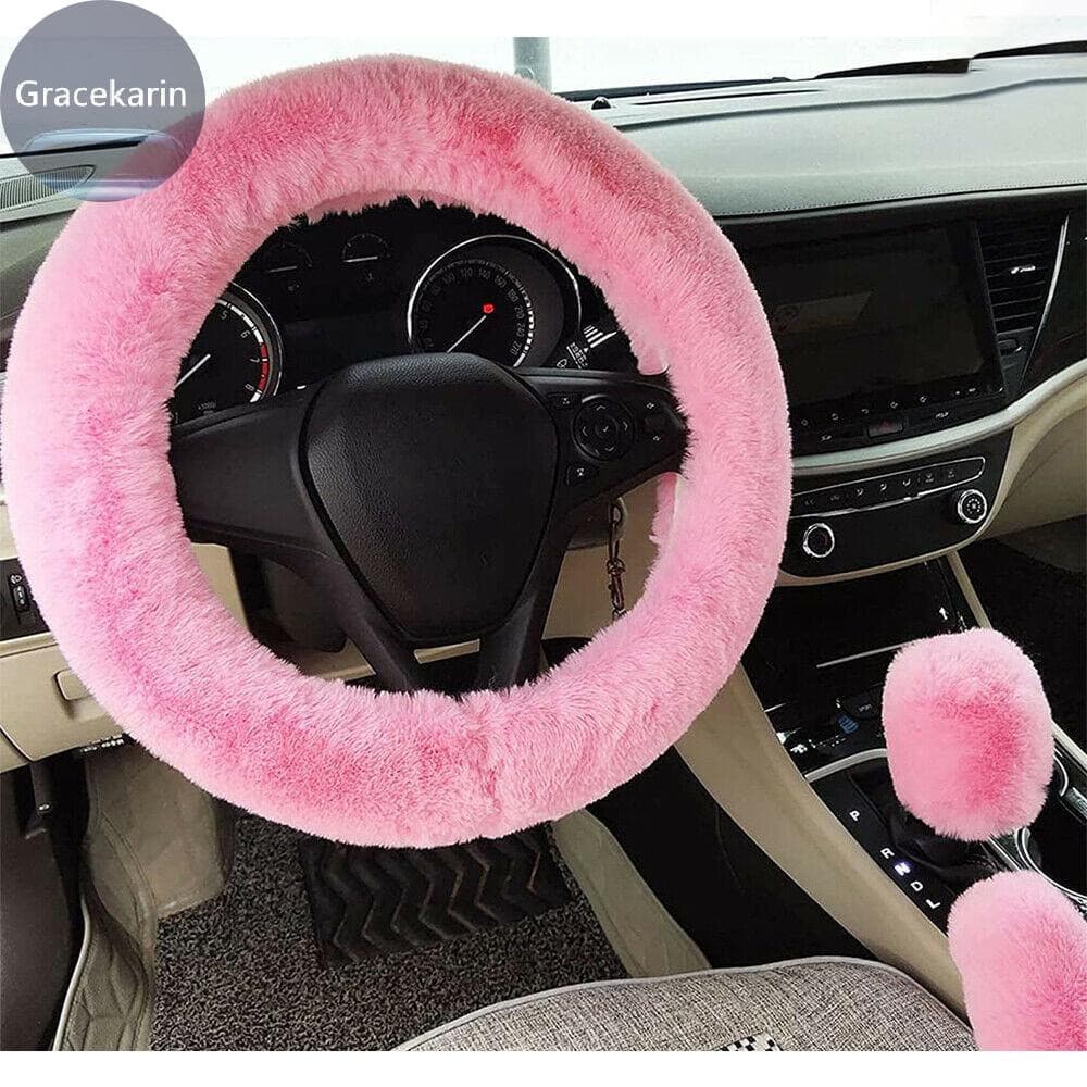 Capa de Volante de Carro em Pelo Espesso e Macio, Conforto de Lã para o Inverno, Novidade
