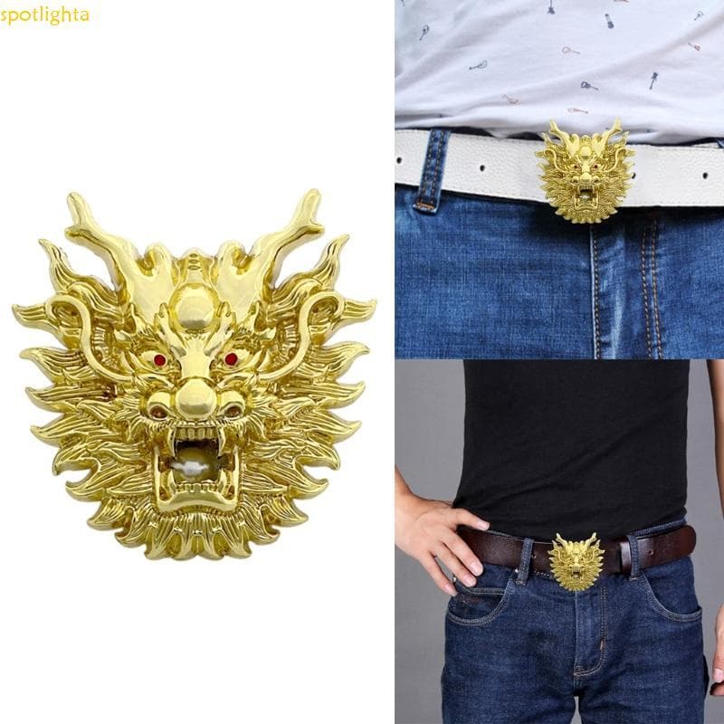 Holofote Masculino Fivela Cinto Gravado Cabeça Dragão Liga Acessório