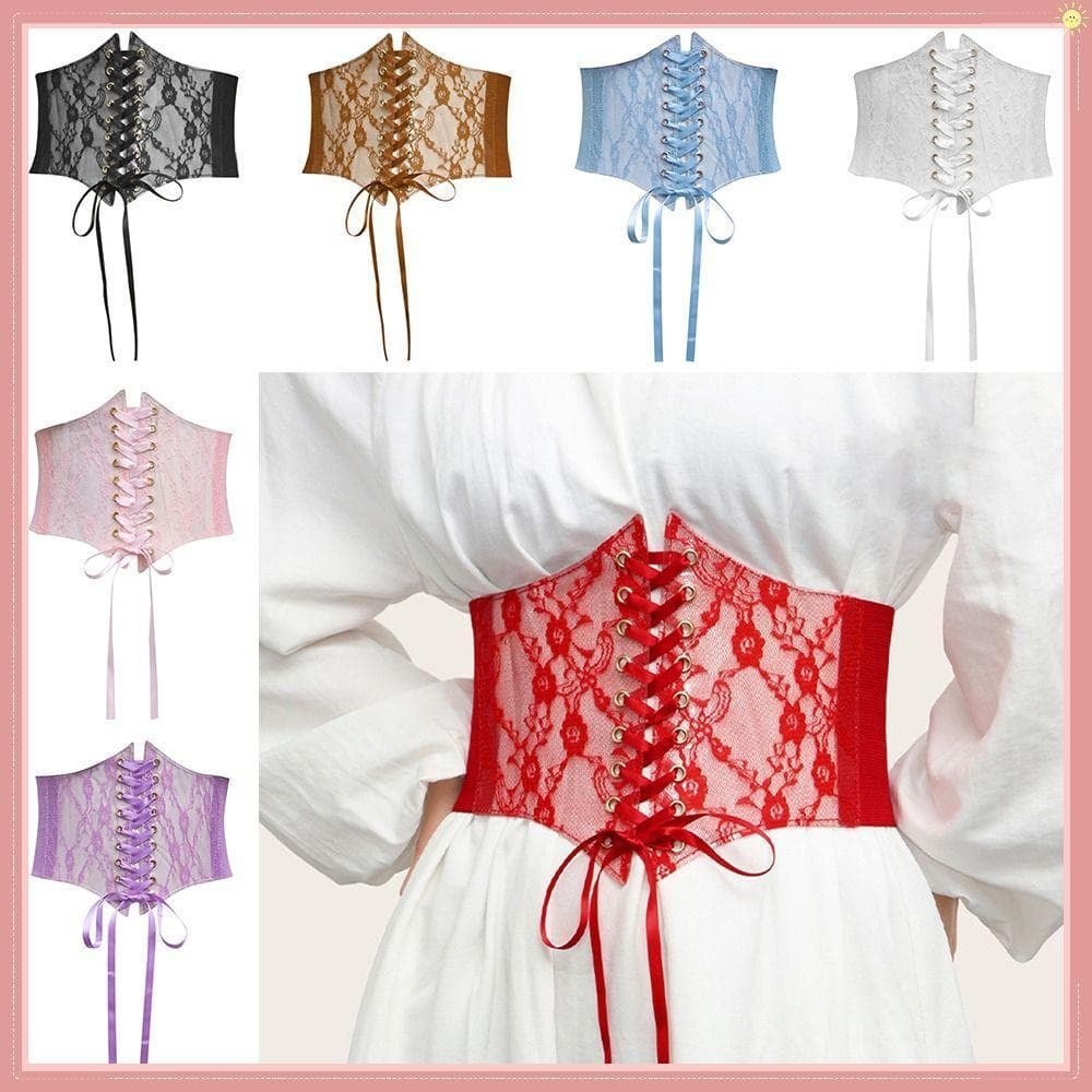 Cinto Espartilho De Renda , Faixas Elásticas De Seda Bordadas Com Flores Largas , Alça Elástica