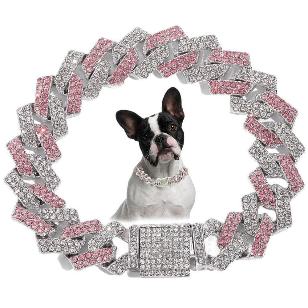 Coleira De Corrente De Diamante Para Cachorro , Colar De Com Strass Incrustado De Hip Hop , Elos