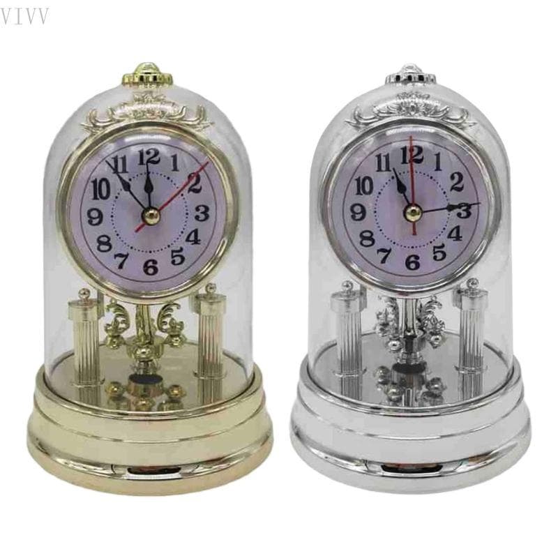 Vivvv Retro Relógio De Mesa De Plástico Antigo Decorativa Europeia Despertador Silencioso Com Capa De Transparente Mante