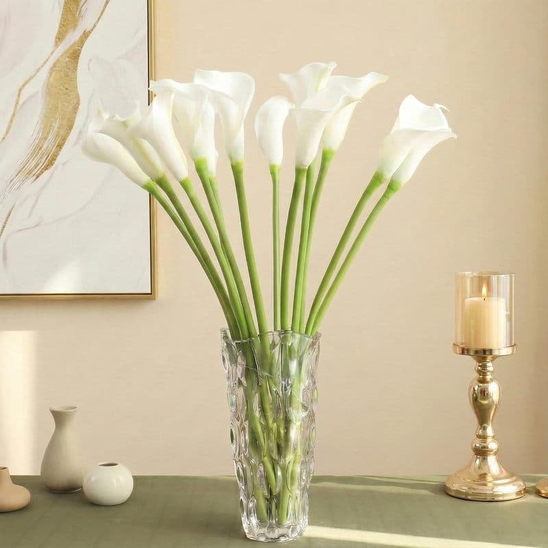 Norme 15 Peças 27 " Lírios De Calla Flor Artificial Haste Longa Decoração De Lírio Branca Para Vasos Altos Buquê De Arum