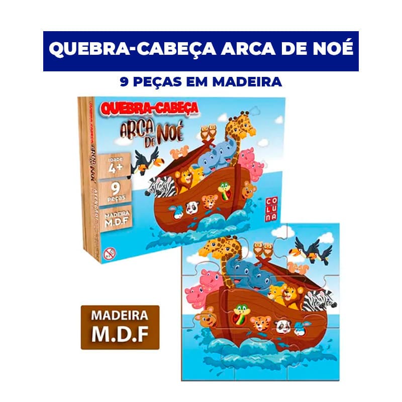 Quebra-Cabeça Arca de Noé 9 Peças em Madeira – Coluna / Pais & Filhos