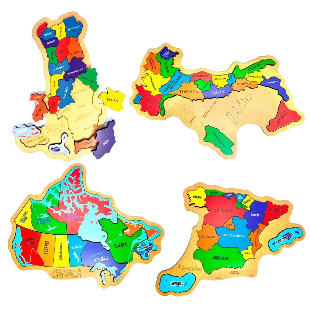 Kit Quebra-cabeça Mapas Pt It Esp Ca
