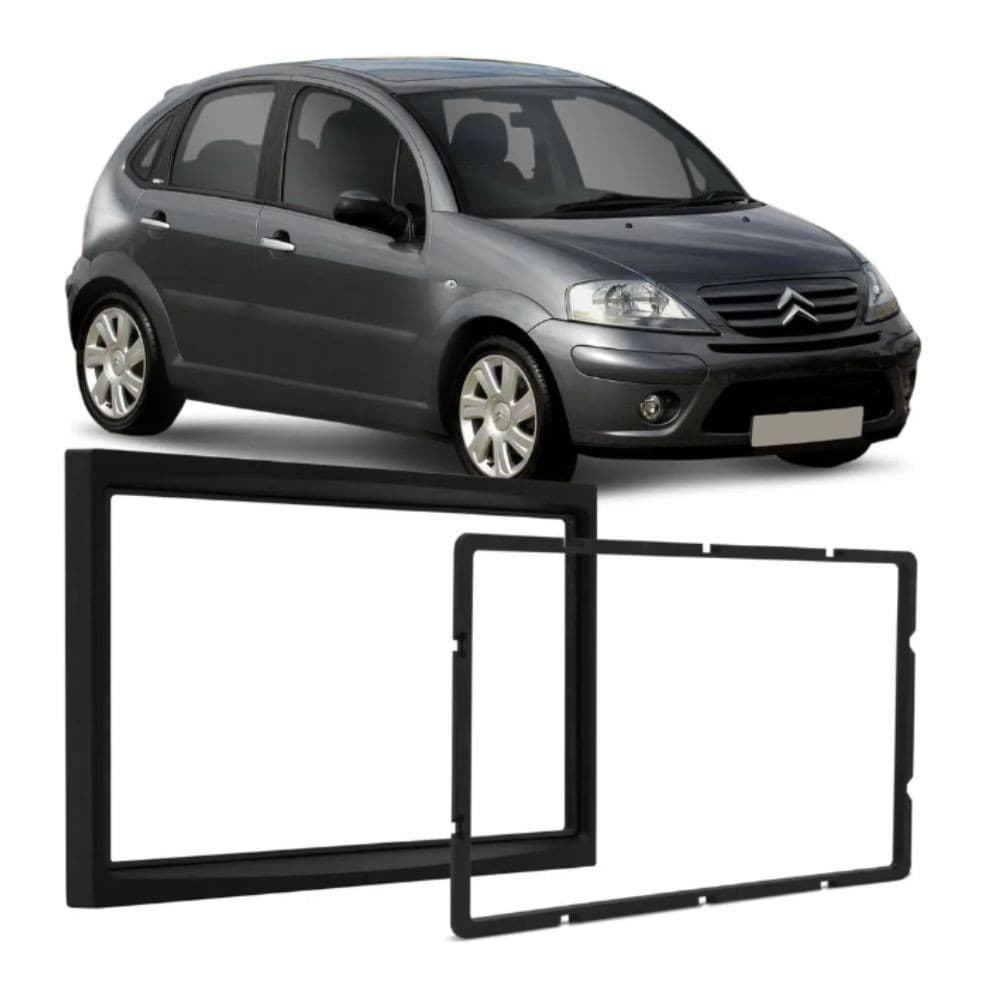 Moldura De Painel 2Din Citroen C3 E Peugeot 307 Preta