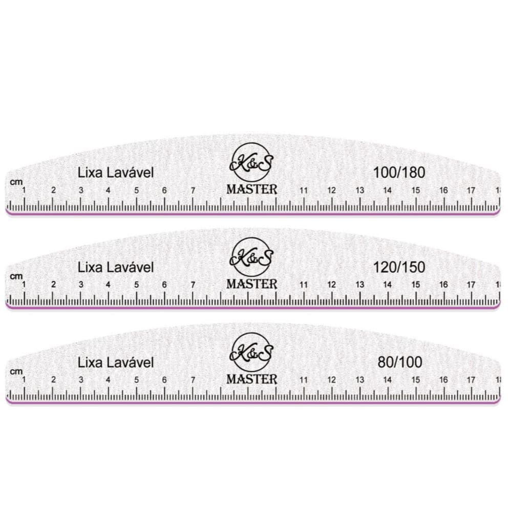 Kit de 10 Lixas Para Unhas Régua Porcelana Acrygel Fibra A MARCA PODE VARIAR