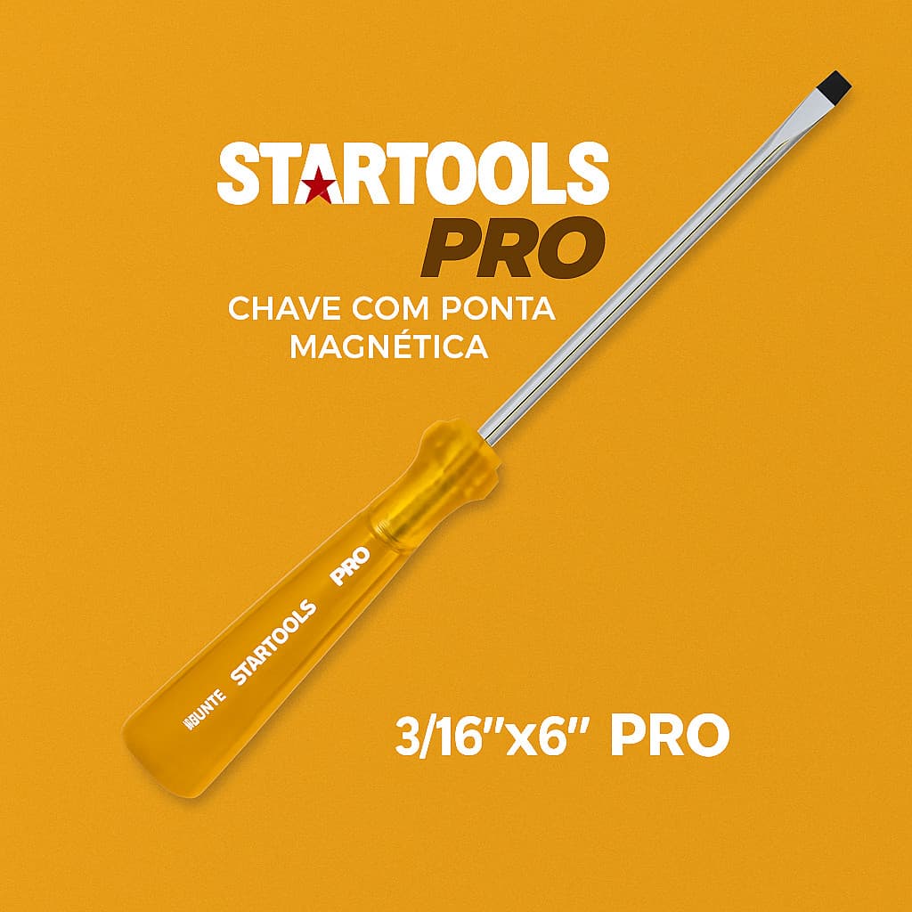 Chave Fenda Startools Ferramentas Com Ponta Magnética Pro 3/16 x 6´  Aço Cromo