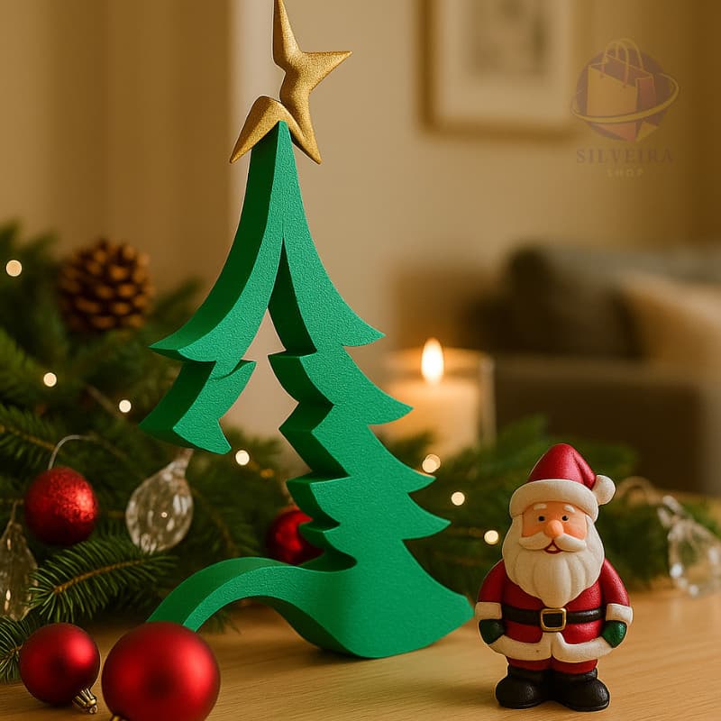 Árvore de Natal  Pequena com Estrela Dourada  para Decoração e Enfeite Natalino