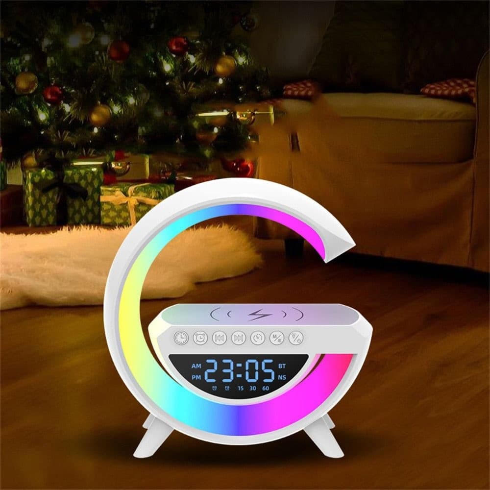 Luminária Rgb Caixa Som G Speaker Carregador Indução Relógio (envio imediato)