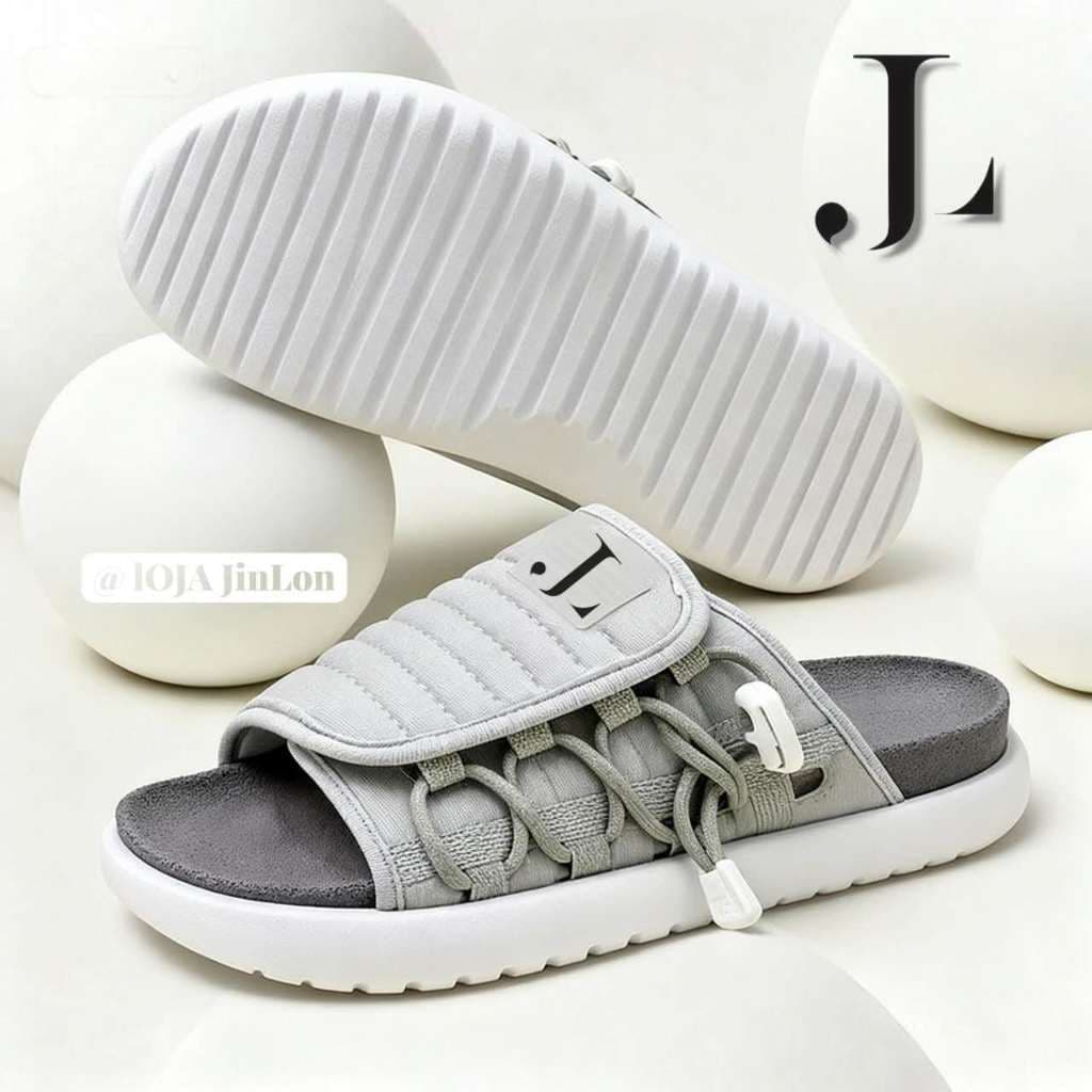 L K  .  Chinelo Slide Asuna 2 Esportivo - Linha Exclusiva Cinza