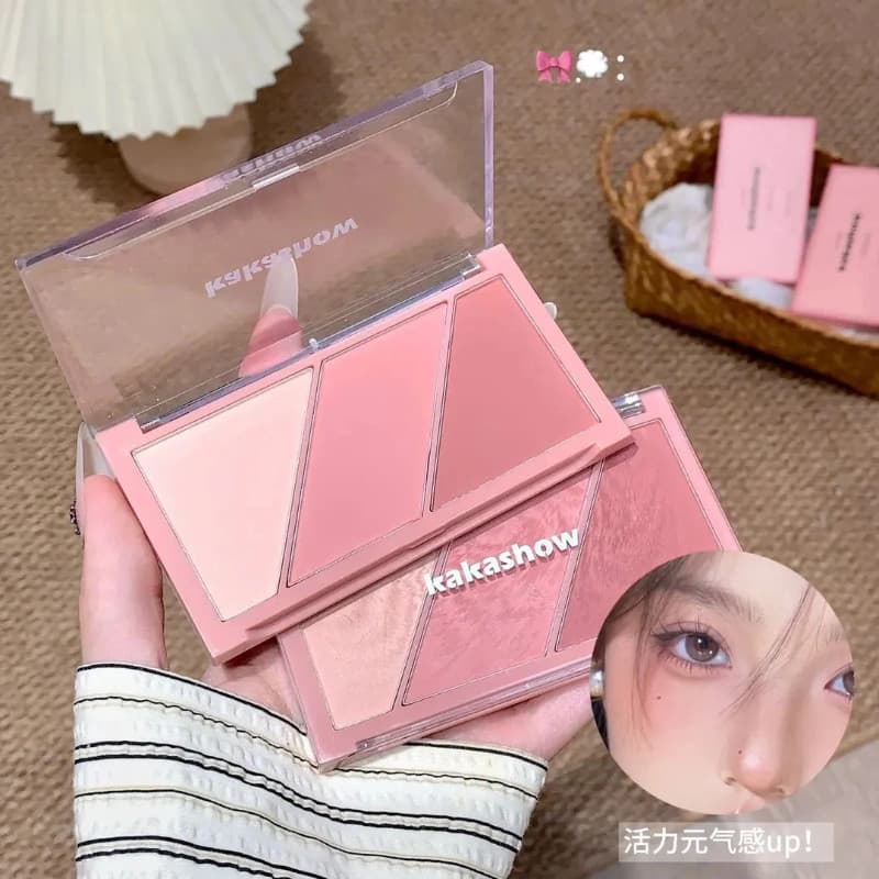 À prova dwaterproof água Tricolor Blush nude maquiagem tudo-em-um paleta novato Natural Rouge leite chá cor fosco cor nu