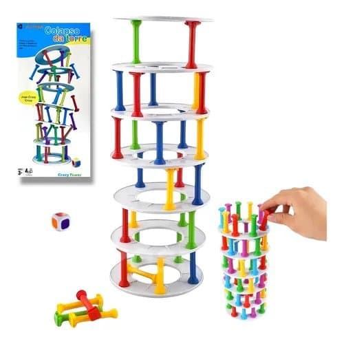 Jogo Derruba Torre Blocos Empilhamento Equilibrio Desafio Educativo Infantil Criativo