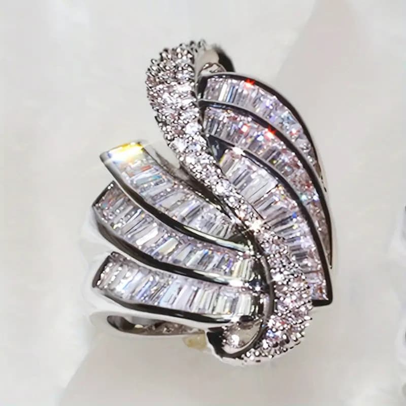 Anel minimalista de zircônia, feito de prata esterlina, joia elegante, presente de casamento para mulheres HIAD ANQG