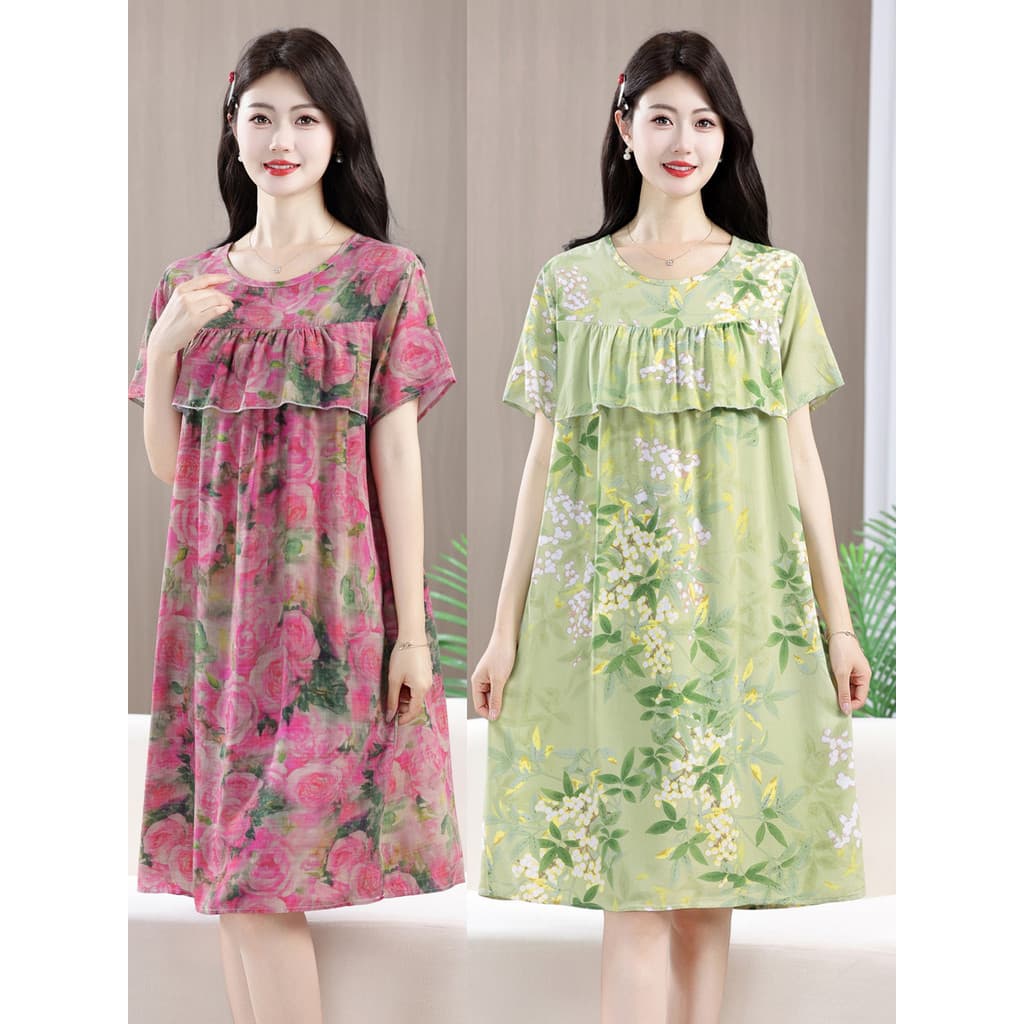 Camisola de seda de algodão feminina vestido de verão pode usar exterior algodão seda Homewear Anti-Bump verão algodão A