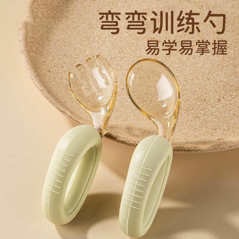 Colher japonesa para bebês, crianças aprendem a comer, colher de treinamento, Silicone, PPSU, aço inoxidável, comida com