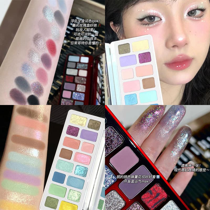 Dezesseis cores paleta de sombras preto cinza High-End perolado cinza azul roxo esfumaçado camaleão palco maquiagem pisc