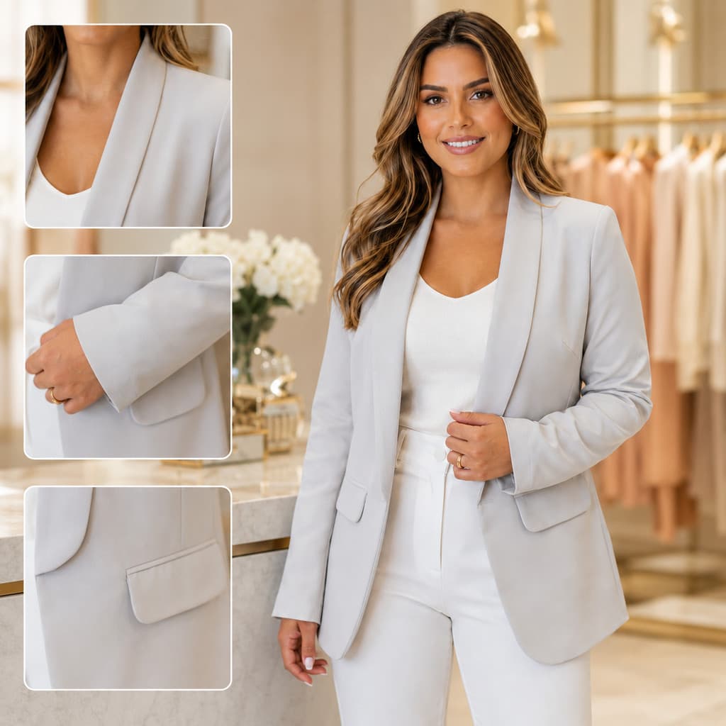 Blazer Feminino Alfaiataria Básico Social Elegante Tendência Blogueira Slim Acinturado  Casaquinho