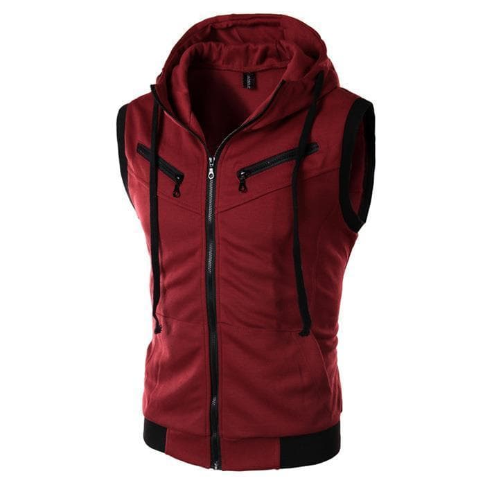 [Colete de verão mais vendido] Estilo fino elegante novo estilo masculino com capuz sem mangas colete Casual Slim fit mu