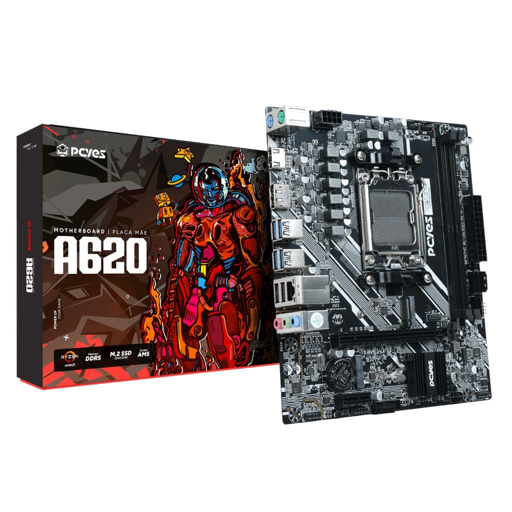 Placa Mãe Pcyes A620 Am5 2Xddr5 (Máx64Gb) 4Xusb3.0 2Xusb2.0 Hdmi/Vga/Dp 1Xm.2Nvme 1Xtype-C/Ps2 Ms/Kb - Pcya620-Rz964
