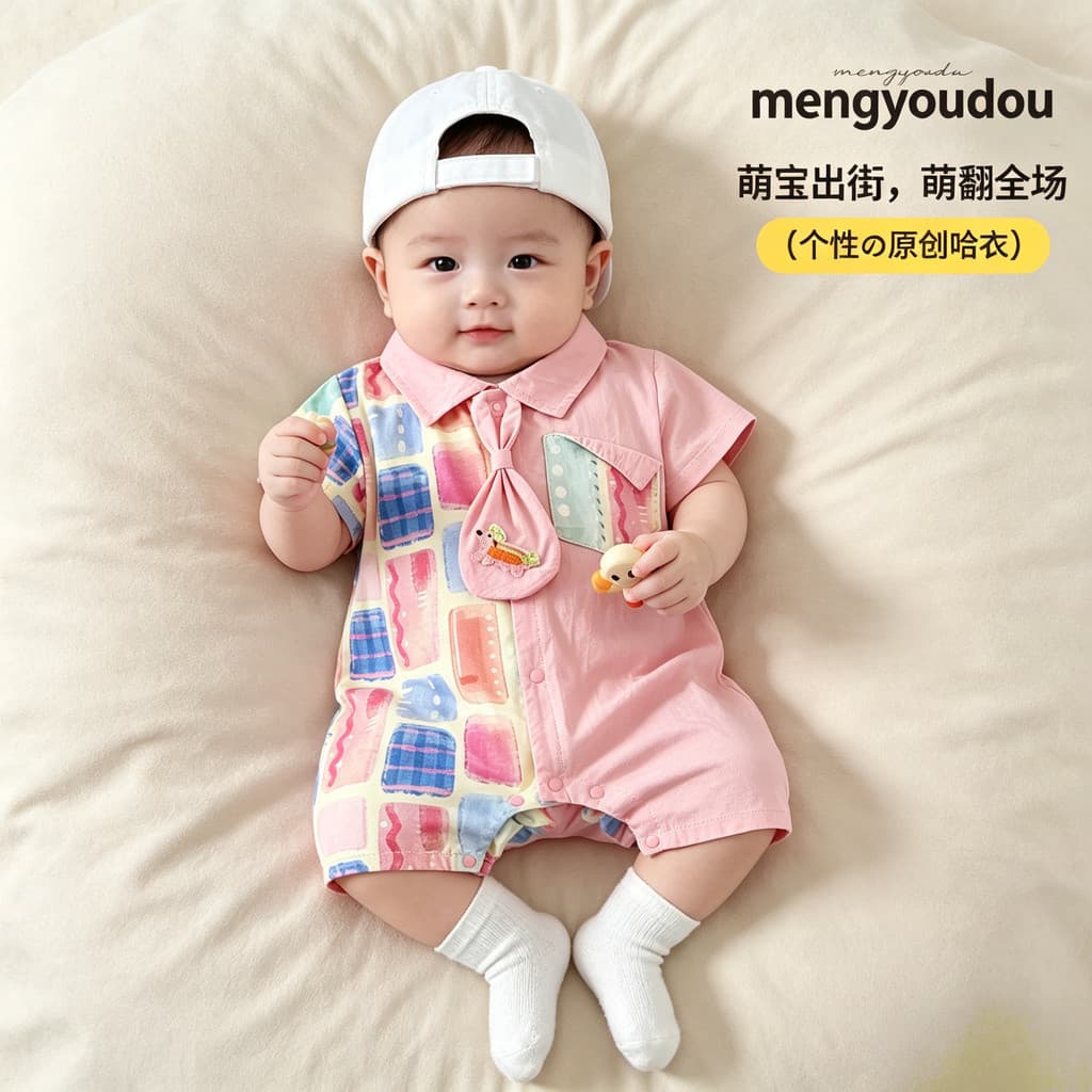 Little Master infantil macacão de manga curta verão estilo fino 6 meses bebê menino verão Outing roupas Super bonito 8