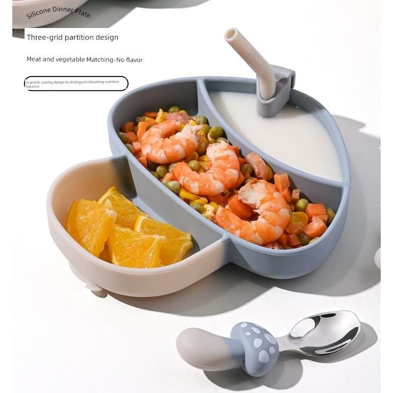 Tigela anti derramamento bebê Tigela bebê alimentação complementar Tigela silicone com ventosa fundo Crianças placa de S
