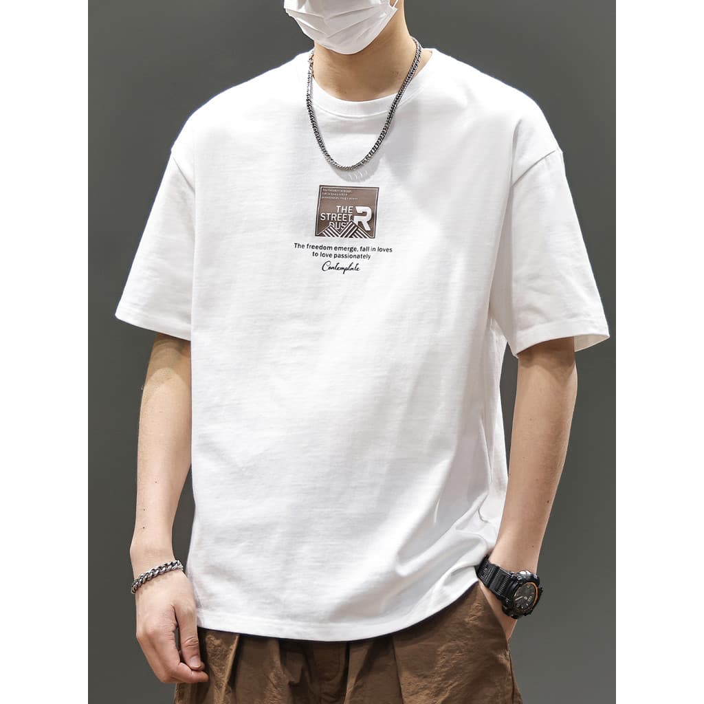 HPCP American Heavy Cotton Camiseta de manga curta masculina 2026 Novo estilo verão na moda estampado solto meia manga t