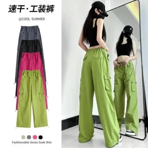 Verde cintura alta cordão Leggings calças casuais femininas primavera macacão fino solto mais magro olhar calças de pern