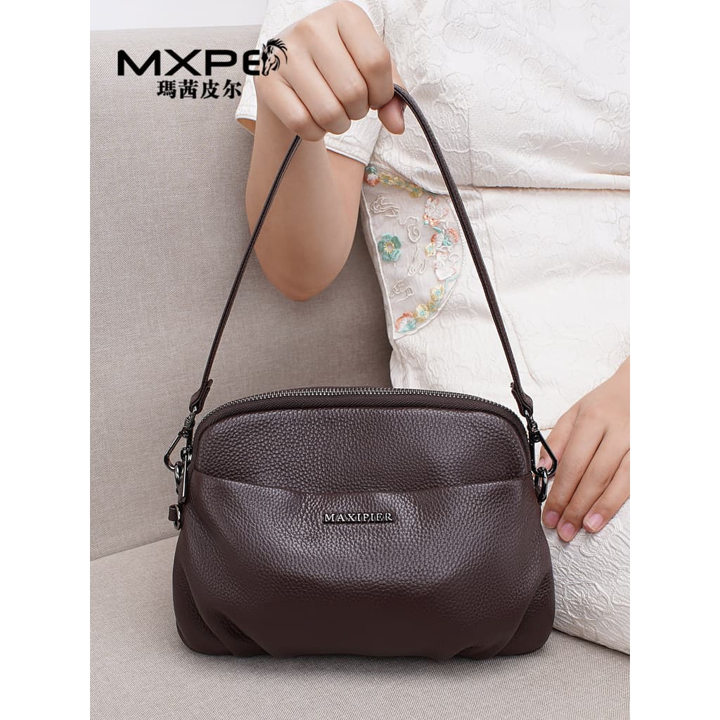 Bolsa feminina de couro genuíno 2026 novo estilo de couro macio bolsa para celular bolsa mãe de meia-idade bolsa de ombr