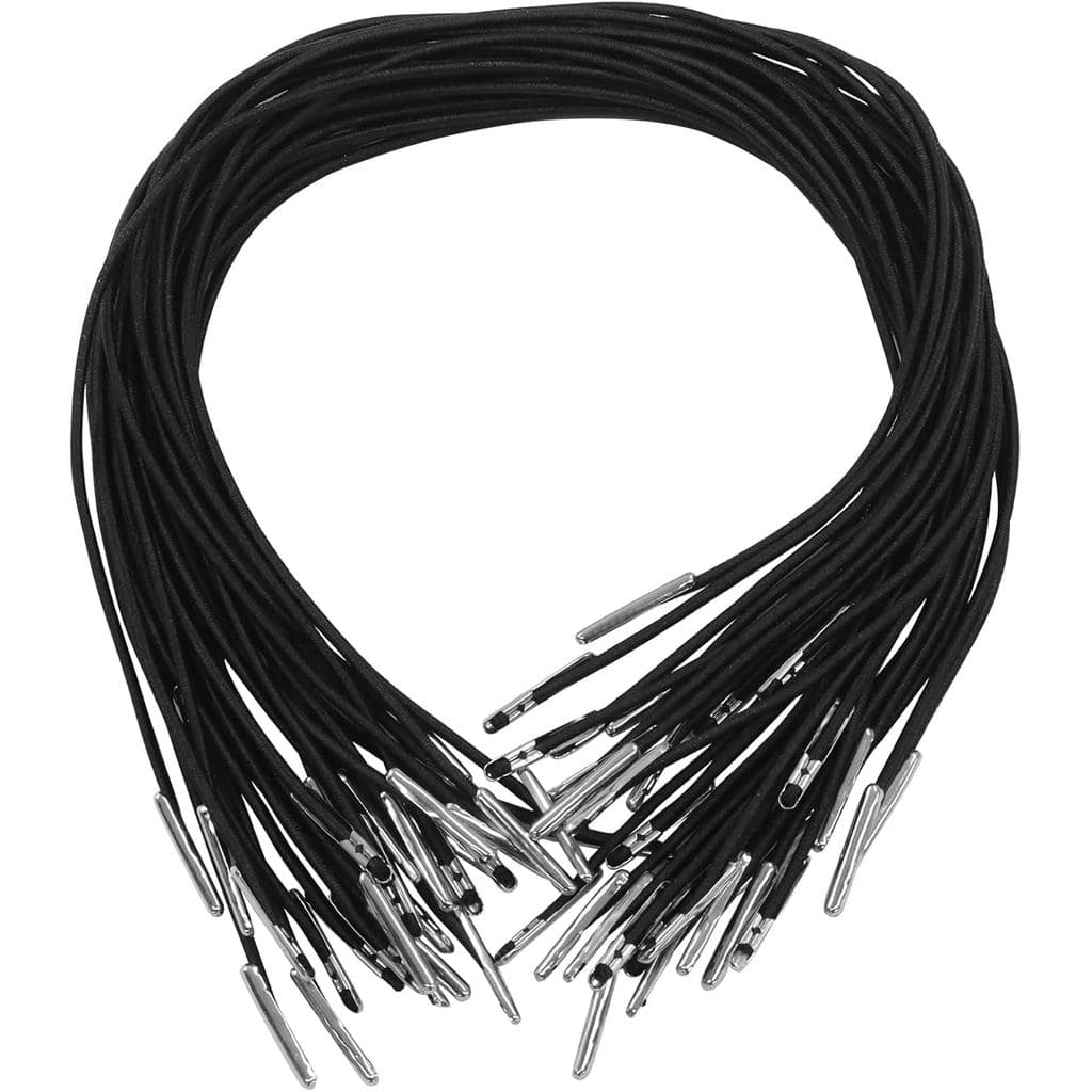 Unlorspy 30 Peças de Corda Elástica com Pontas Metálicas, 30cm, Preta, Ajustável, para Máscara Facial, Festa, Artesanato