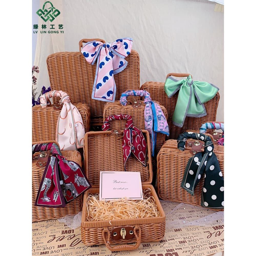Mãe presente armazenamento imitação Rattan Retro mala acompanhando caixa de presente casamento aniversário retorno prese