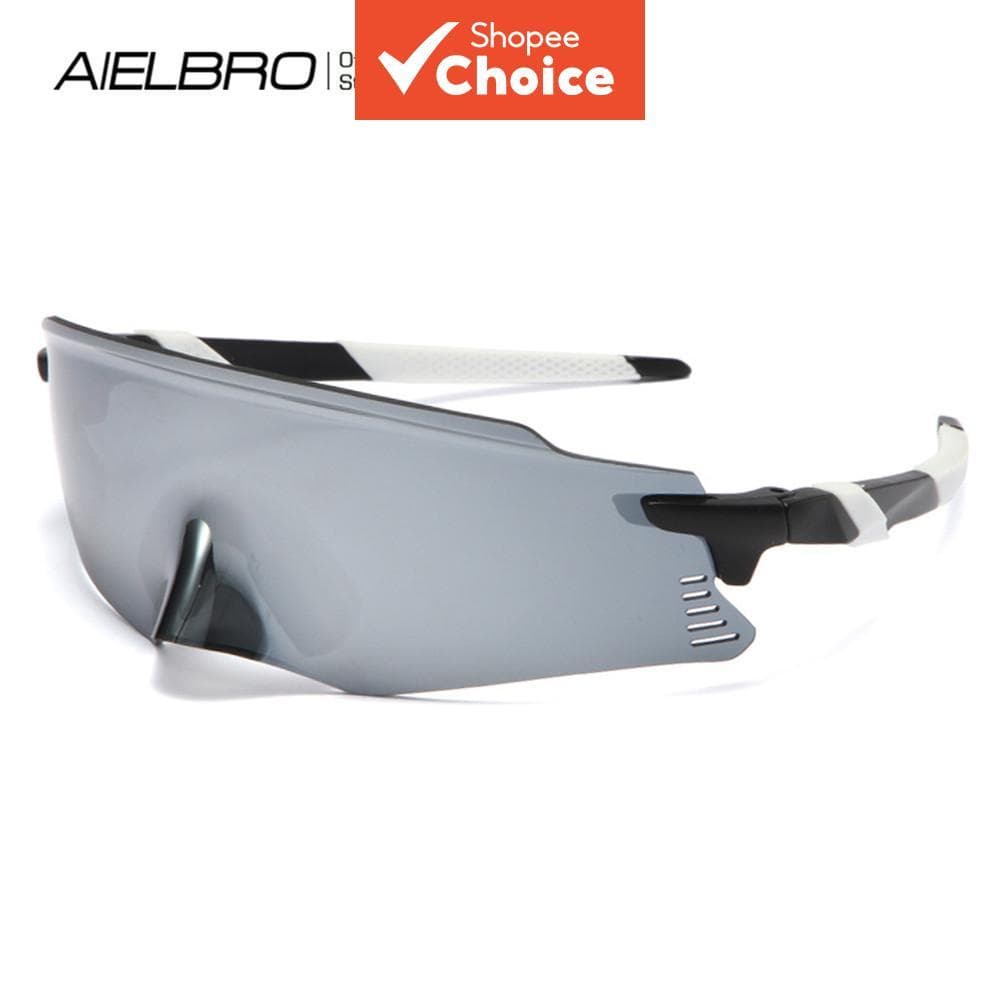 Óculos de Sol Masculino Quadrados UV400 Aielbro para Ciclismo, Lente Única, Sem Aro, Antineblina, à Prova de Vento,