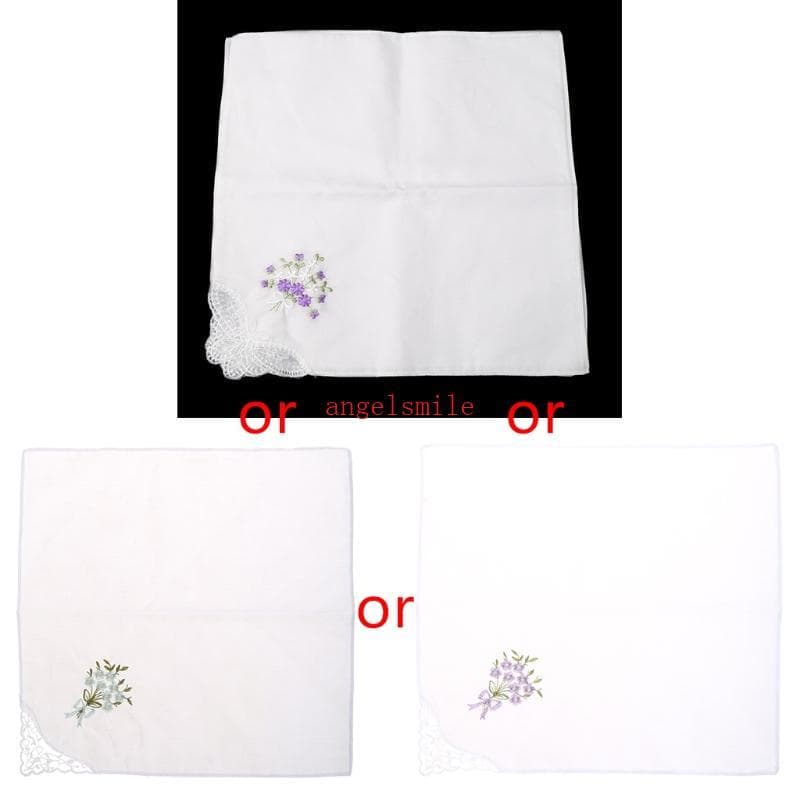 Melhor 6 Peças Feminino Lenço Renda Bordado Floral