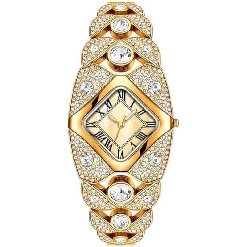 BESTKANG Elegante Relógio De Luxo Feminino Rhombic Square Strass Pulseira Algarismos Romanos Dial Quartzo Vestido Relógi
