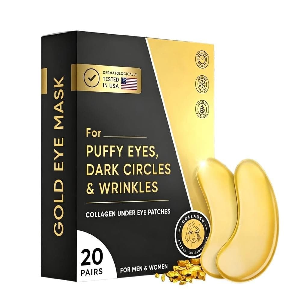 Patches de Ouro 24K para Olhos Inchados e Olheiras, Patches Hidratantes de Ouro para Olhos com Colágeno, Centella Asiáti