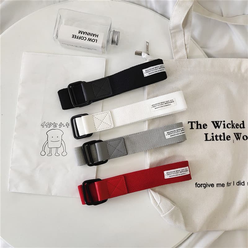 Cinto de lona masculino jovens estudantes versão coreana duplo-Ring fivela Jeans cinto simples estilo Hong Kong cinto de