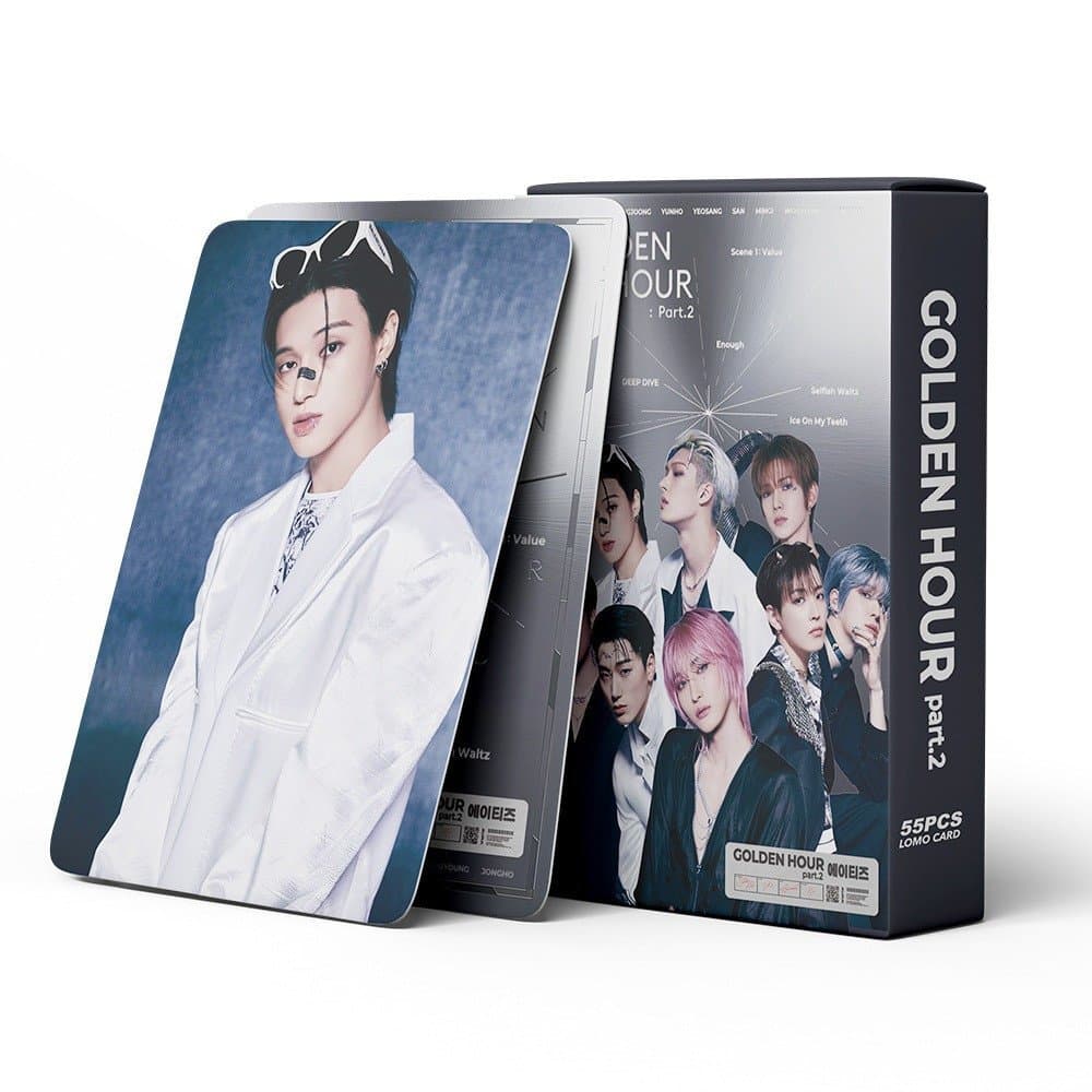 KPOP Cartões Fotográficos ATEEZ GOLDEN HOUR : Part . 2 LOMO Card Collection Ice On My Teeth 55pcs/box