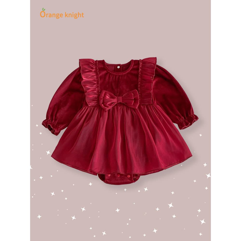 Meninas vestido Streamer Bowknot tule renda em torno do pescoço bebê Wear pequena princesa bebê macacão