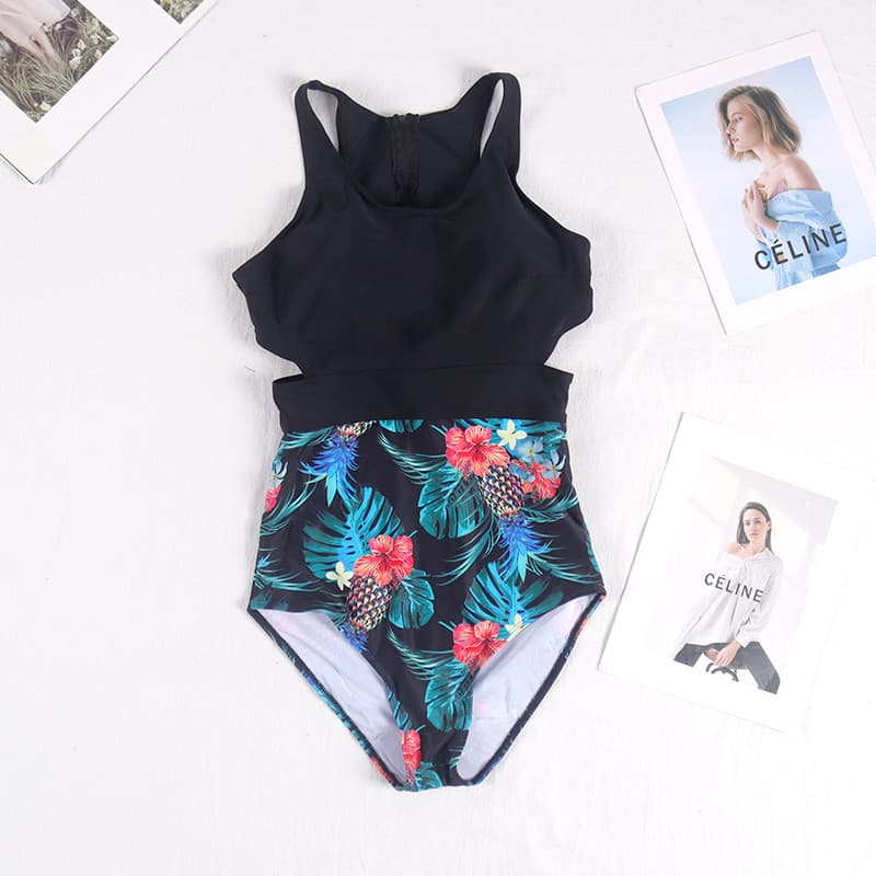 Pequeno com desconto novo estilo senhoras maiô de uma peça praia primavera quente férias conservador tamanho grande zípe